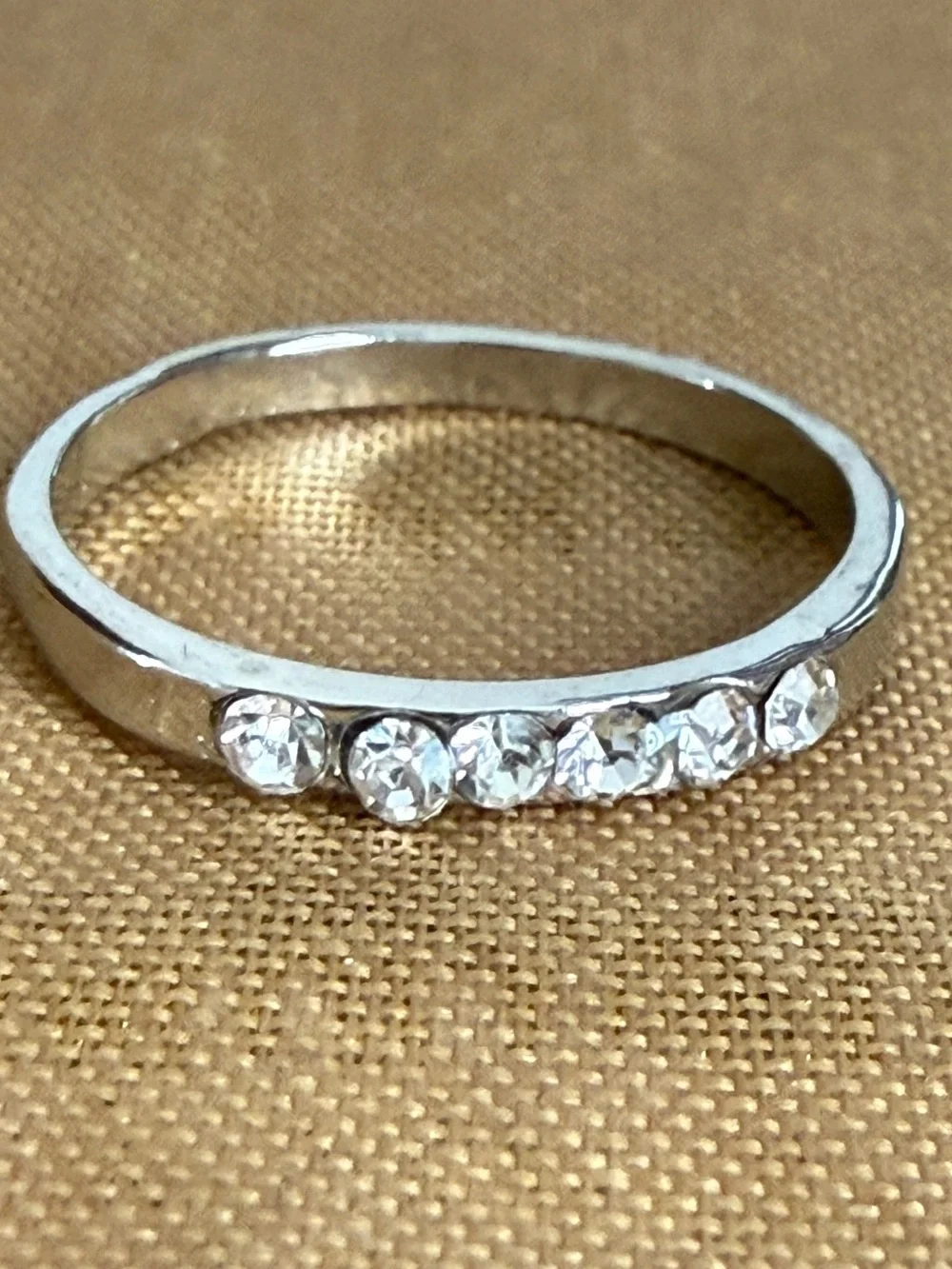 Silver Crystal Row Ring - Elegant Women's Band